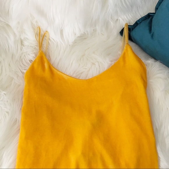 NWT Zara Trafaluc Yellow Crushed Velvet Mini Dress - Picture 6 of 7